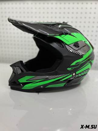 Шлем кроссовый HETOSHI EDX цв. Черно-зеленый р. M