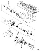 Корпус шестерни, Prop 2.31:1 USA0T627234/BEL0P215631 и ниже 2-Х ТАКТНОГО ПЛМ MERCURY 75 Серийный номер от 0P017000 до 0P325499