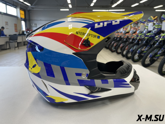 Шлем кроссовый HETOSHI UFD XD1-43 цв. Бело-сине-красно-желтый р. M 