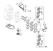 Впускной коллектор и резонатор 2-Х ТАКТНОГО ПЛМ MERCURY 55 Серийный номер от 0P017000 до 0P325499