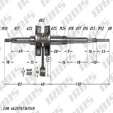 Вал коленчатый в сборе 2T AD100 p12mm